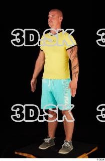 0002 Whole body yellow shirt turquoise shorts brown shoes of…